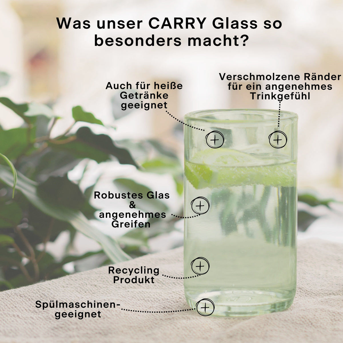CARRY GLASS 300 ml drinking glass set of 2 - UPCYCLING