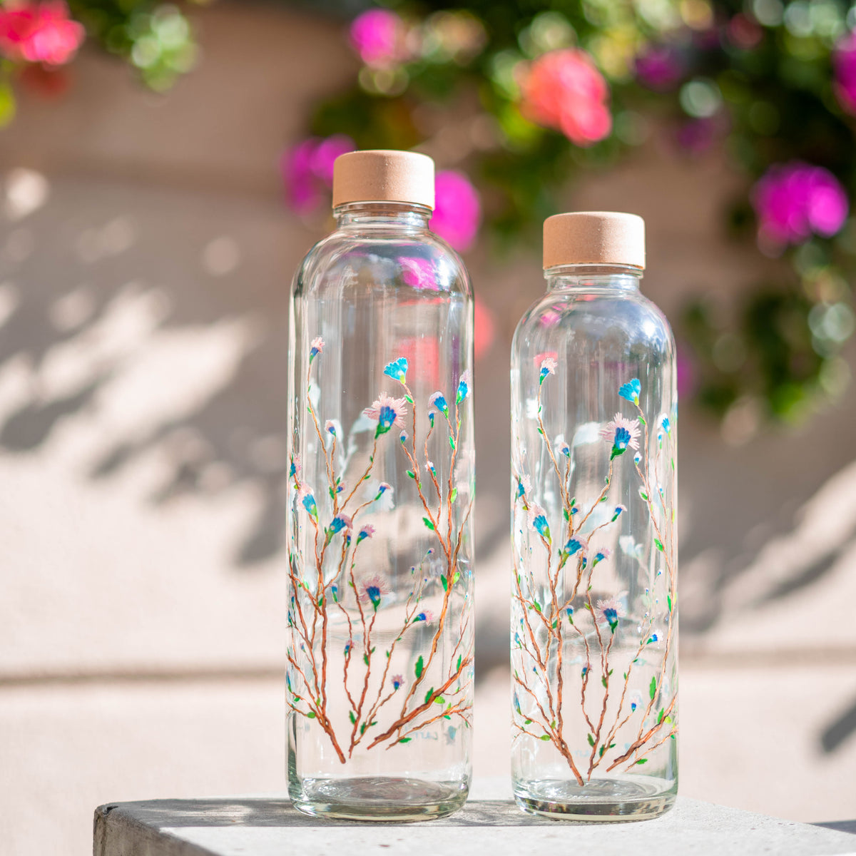 Nachhaltiges Bundle aus zwei 1000ml Glastrinkflaschen  – spare bis zu 15% im praktischen Set für Zuhause