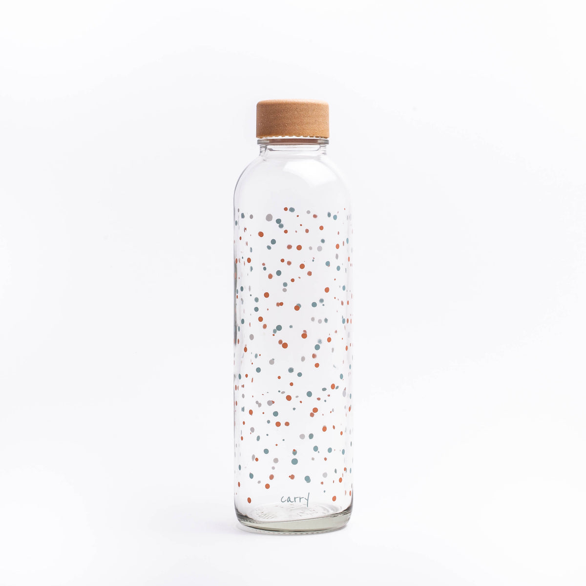 Glastrinkflasche mit bunten Punkten
